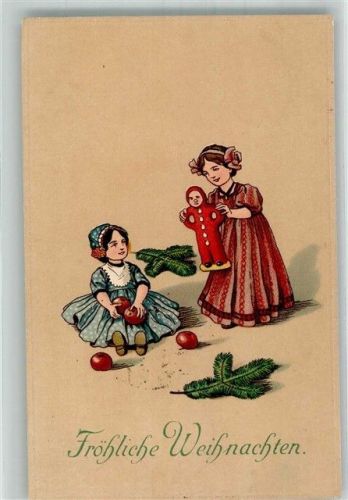 1917 Weihnachten Äpfel Tannenzweig Kinder Lebkuchenmann
