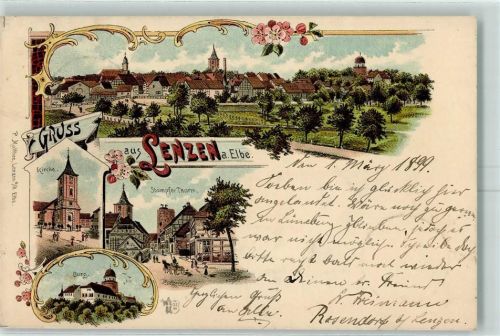 Lenzen 1899 Kirche Stumpfer Turm Burg