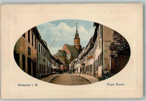 Oederan 1915 Enge Gasse Stadtkirche Passepartout