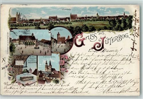 Jüterbog 1898 Gruss aus - Litho, Eckknick AK