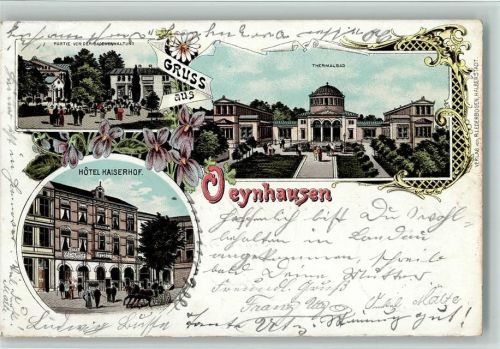 Oeynhausen 1897 Gruss aus - Hotel Kaiserhof, Thermalbad AK