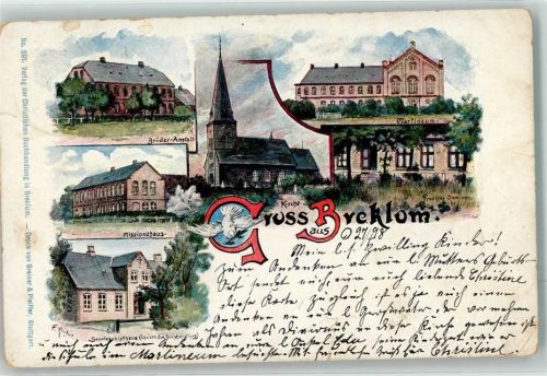 Breklum 1898 Brüder-Anstalt Missionshaus Martineum Litho