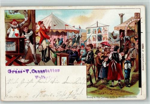 W7000 Stuttgart Cannstatt Volksfest 1898 AK Jahrmarkt Lithographie