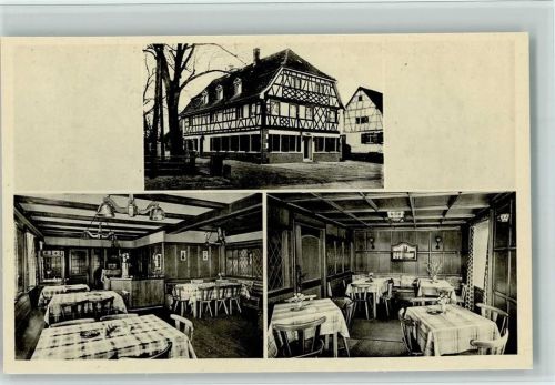 79211 W7819 Denzlingen 1934 - Gasthaus zur Krone mit Innenansicht , sehr gute Erhaltung AK
