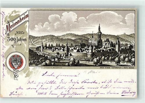 Meisenheim 1899 Meisenheim vor 300 Jahren nach Math. Merian Kupferstich # beschnitten