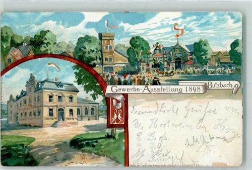 Butzbach 1898 Gewerbe-Ausstellung sign R. M. Künstlerkarte