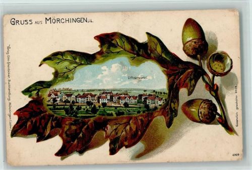 Morhange Lithographie / Prägedruck Eichenblatt Offiziersviertel