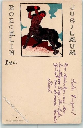 Basel 1899 Lithographie Boecklin Jubiläum AK