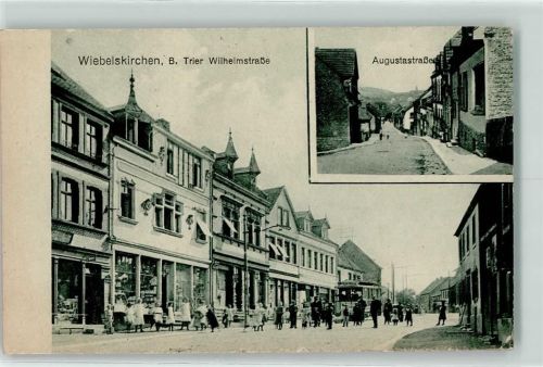 Wiebelskirchen 1919 Augustastraße Wilhelmstraße Straßenbahn Gemischtwaren-Geschäft