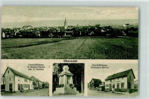 Obersuhl Geschäftshaus M. Becker Nachf. Inh C. Soldan Kriegerdenkmal Geschäftshaus Hermann Bäcker