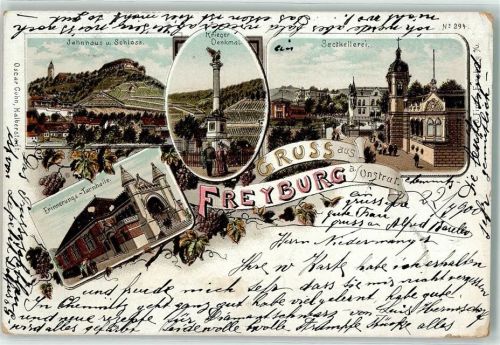 Freyburg 1900 Jahnhaus Schloss Kriegerdenkmal Sekekellerei Erinnerungs-Turnhalle