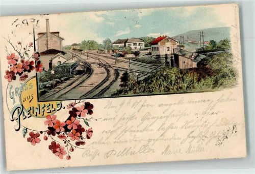 91785 W8835 Pleinfeld 1905 Lithographie Bahnhof Gleisanlage