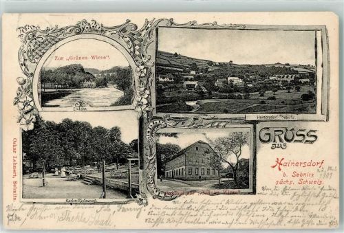 01855 O8360 Sebnitz 1901 Gebrauchsspuren Gasthaus zur grünen Wiese Hainersdorf