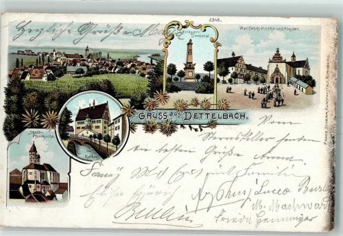 Dettelbach 1904 Kriegerdenkmal Wallfahrts-Kirche Kloster Rathaus Stadtpfarrkirche