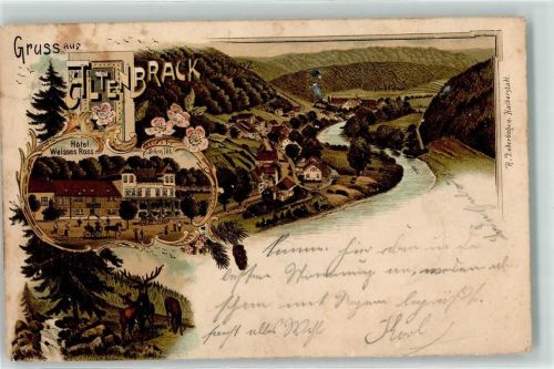 Altenbrak 1897 Hotel Weisses Ross Hirsch Lithographie
