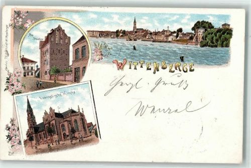 19322 O2900 Wittenberge , Prignitz 1902 Lithographie Ev. Kirche Am Steintor