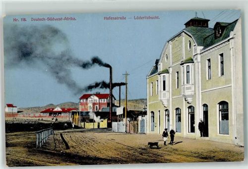 Lüderitz Hafenstraße Fabrik Hund Rauch Deutsch Südwest Afrika