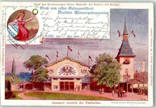 Kassel 1. Gesangwettstreit Deutscher Männergesangvereine 1899 Festhallen Schwarz-Weiß-Rot