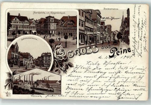 Peine 1898 Walzwerk Marktplatz Kriegerdenkmal Breite Straße Bahnhofstraße