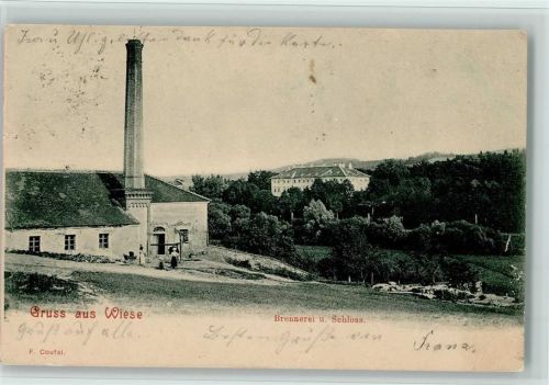 Lipova-lazne 1903 Brennerei und Schloss, Flecken