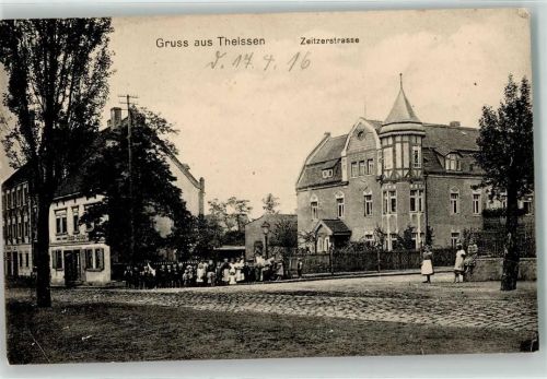 Theißen 1916 Zeitzerstraße Kindergruppe Bahnpoststempel