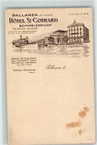 Pallanza Hotel St. Gothard Schweizerhof Lithographie