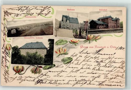 Neustadt 1900 Rathaus Bahnhof Grossherz. Schloss