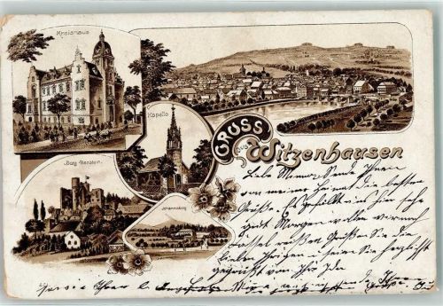 Witzenhausen 1899 Kreishaus Kapelle Burg Hanstein Johannisberg Blumen Gruss Kutsche