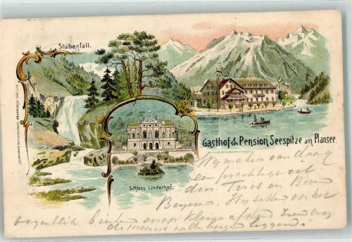 Reutte 1900 Stuibenfall Schloss Linderhof Gasthaus u. Pension Seespitze am Plansee