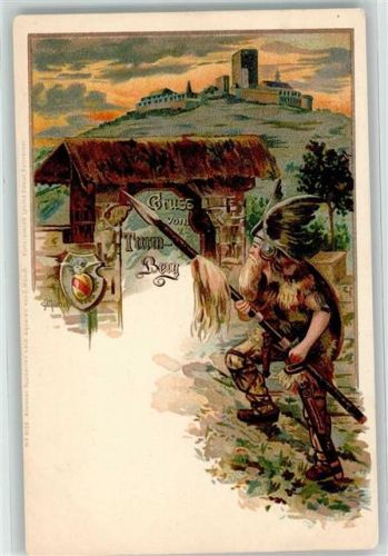 W7500 Karlsruhe , Baden Gruss vom Turmberg Germane Münch, C. 1899 Lithographie / Künstlerkarte