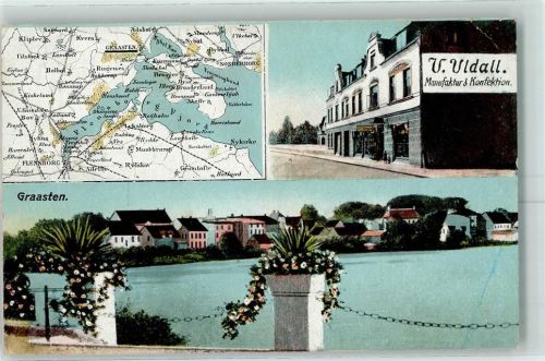 Apenrade 1915 Graasten Manufaktur V. Vldall Landkarte