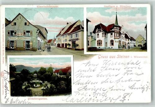 Steinen 1907 Hirschgarten Eisenbahnstraße Gasthaus zum Hirschen