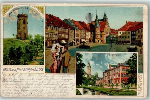 Hildburghausen 1909 Aussichtsturm auf dem Stadtberg Technikum sign Max Dutzauer