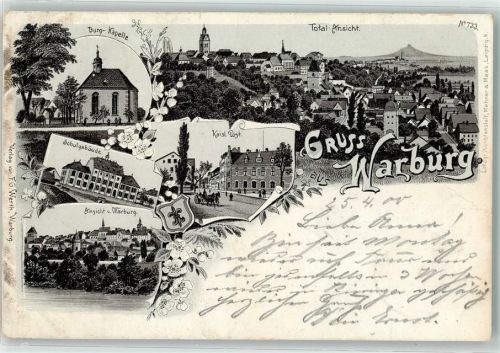 Warburg 1900 Schule Kaiserl. Post Burg-Kapelle