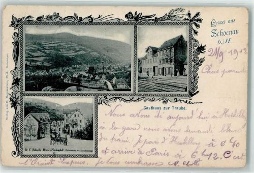 Schönau 1902 Gasthaus zur Traube Dr. C. Schnell`s Privat-Heilanstalt