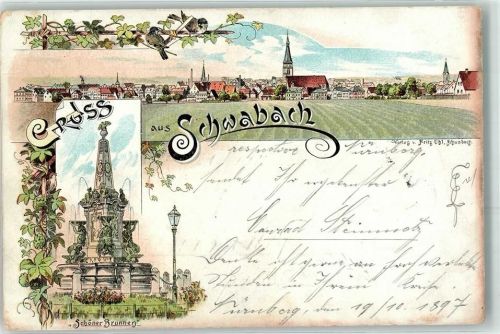 Schwabach 1897 Schöner Brunnen