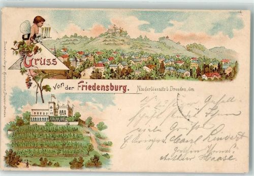 Niederlössnitz 1898 Gruss von der Friedensburg