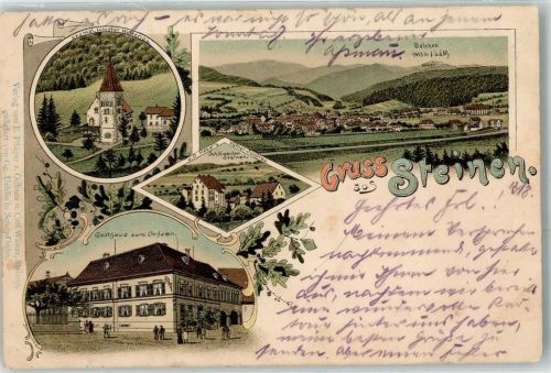 Steinen 1899 Ehemal. Kloster Weitenau Schlösschen Steinen Gasthaus zum Ochsen Belchen