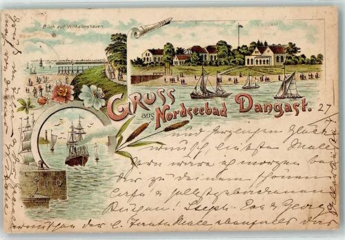 Dangast 1896 Vorläufer Segelschiff Strand Litho