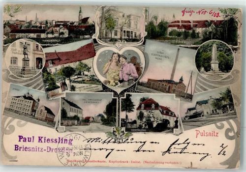 Pulsnitz 1903 Oberförsterei Schule Kgl. Amtsgericht Lutherlinde E-Werk