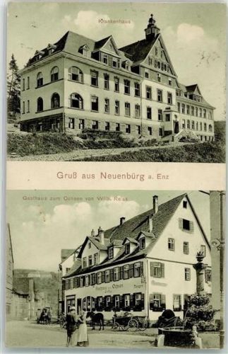 Neuenbürg 1912 Krankenhaus Gasthaus zum Ochsen