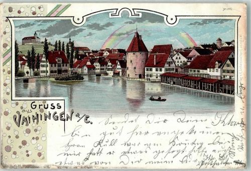 Vaihingen 1900 Schloss Kaltenstein Pulverturm Regenbogen