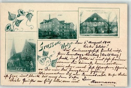 Uetze 1900 Kirche Pfarre Mühle Gasthaus zum Deutschen Kaiser