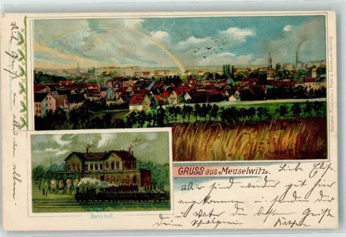 Meuselwitz 1917 Bahnhof Regenbogen