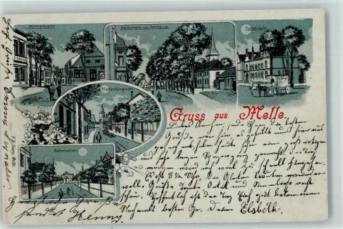 Melle 1900 Mühlenstraße Marktplatz Rathaus Postgebäude Plettenbergerstraße Bahnhofstraße