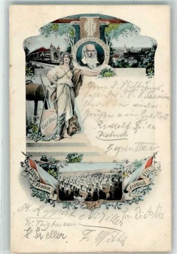 O9260 Hainichen , Sachs Siegesgöttin Motto Frisch Fromm Fröhlich Frei Ort handschriftlich Turnvater Jahn 1909