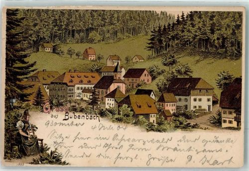 Bubenbach 1904 Schwarzwälder Volkstracht Lithographie
