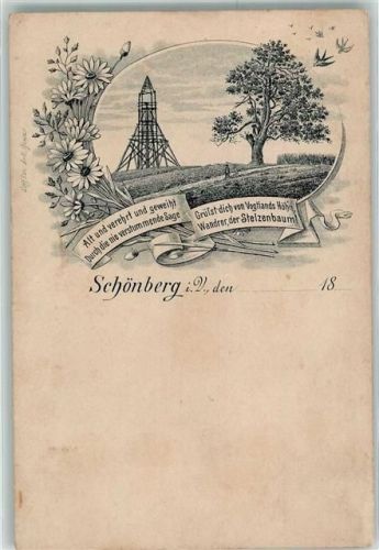 08648 O9932 Schönberg b Adorf, Vogtl Lithographie Stelzenbaum