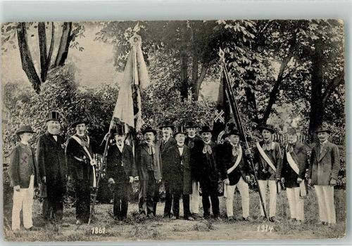 Neustadt 1915 Zur Erinnerung an die Fahnenweihe 28. Juni 1914 Turn Verein Männer Zylinder