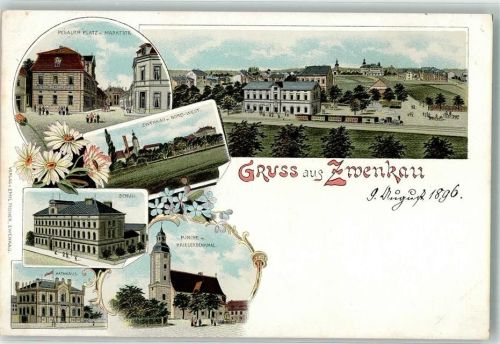 Zwenkau 1896 Schule Kriegerdenmal Rathaus Pegauer Platz Bahnhof